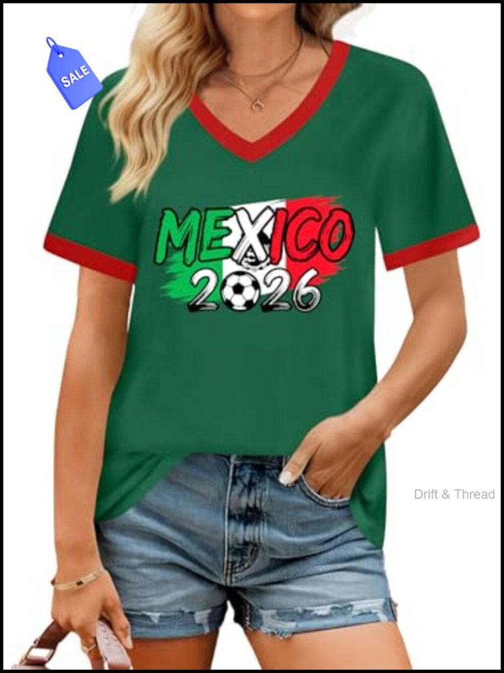 LAZYCHILD Women's Mexican Graphic V-Neck T-Shirt Short Sleeve Retro Top